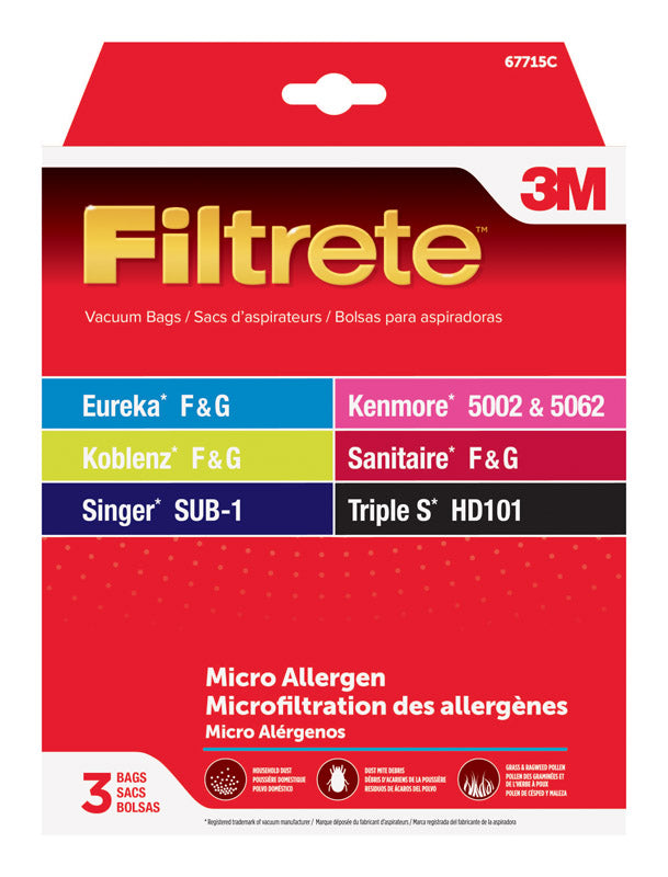 ELECTROLUX HOME CARE PRODUCTS INC, 3M 67715B-6 Eureka Size F & G Filtrete Vacuum Bags 3 Count