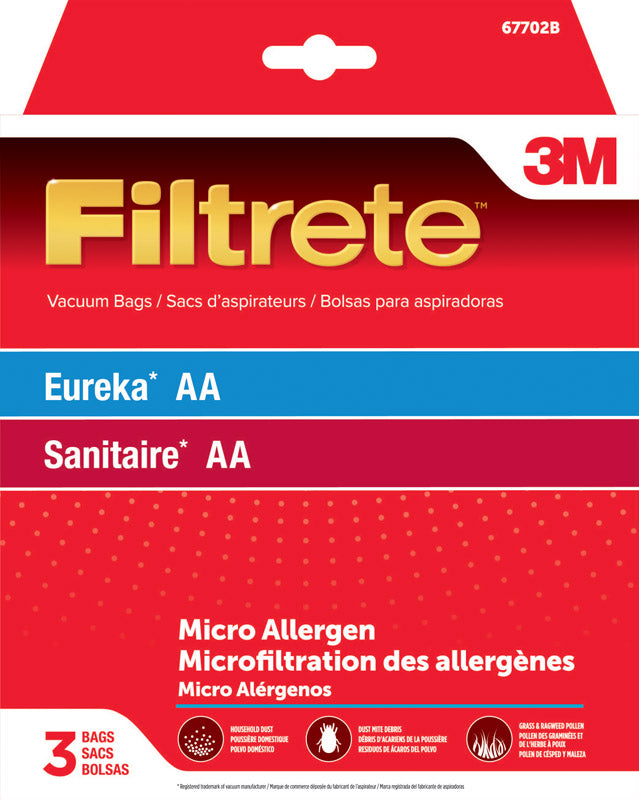 ELECTROLUX HOME CARE PRODUCTS INC, 3M Filtrete Vacuum Bag For Eureka/ Sanitaire AA/MicroAllergen 3 pk