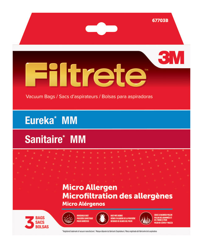 ELECTROLUX HOME CARE PRODUCTS INC, 3M Filtrete Vacuum Bag For Eureka/Sanitaire MM Micro Allergen 3 pk