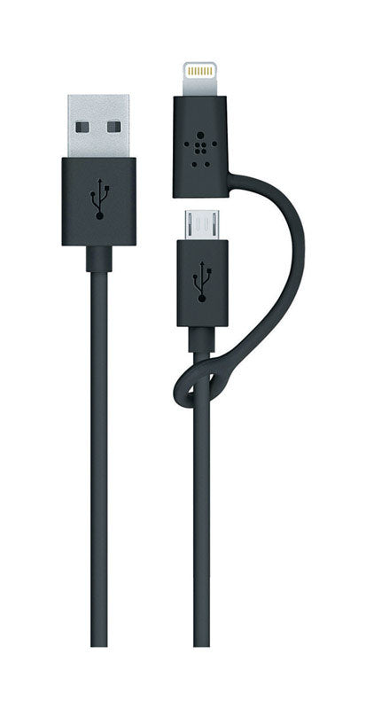 PETRA INDUSTRIES LLC, Belkin USB to Lightning to Micro Cable and Adapter 3 ft. Black