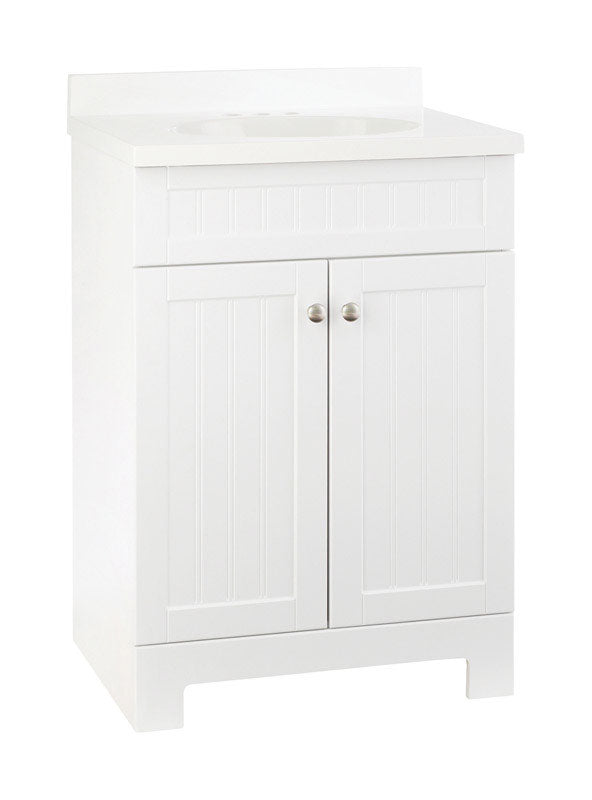 RSI HOME PRODUCTS, Continental Cabinets Single Satin White Vanity Combo 24 in.   W X 18 in.   D X 33-1/2 in.   H