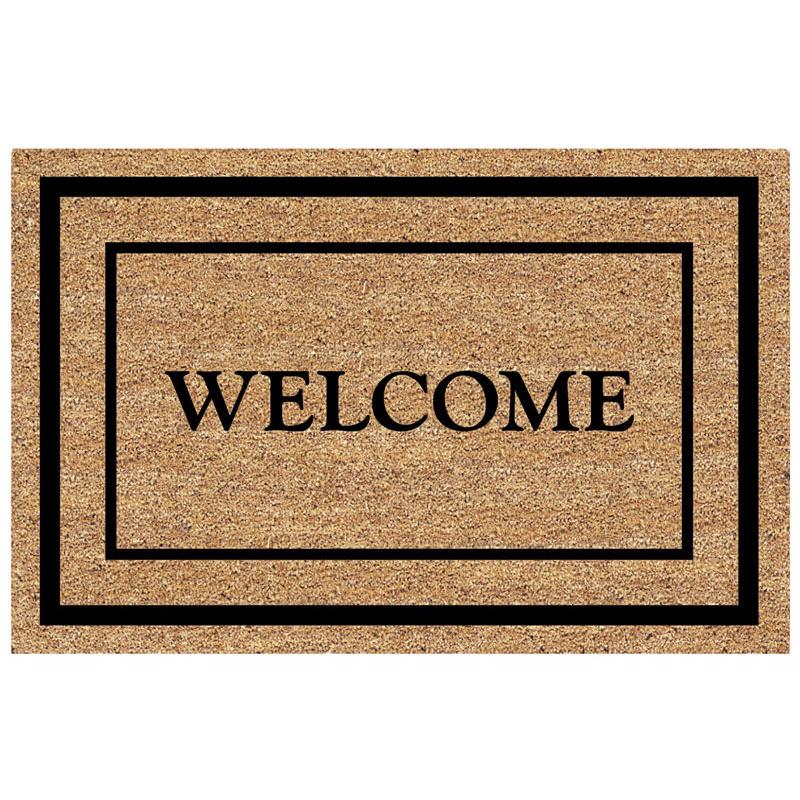 AMERICO MFG COMPANY LLC, DeCoir 18 in. L X 30 in. W Tan/Black Classic Welcome Border Entrance Mat