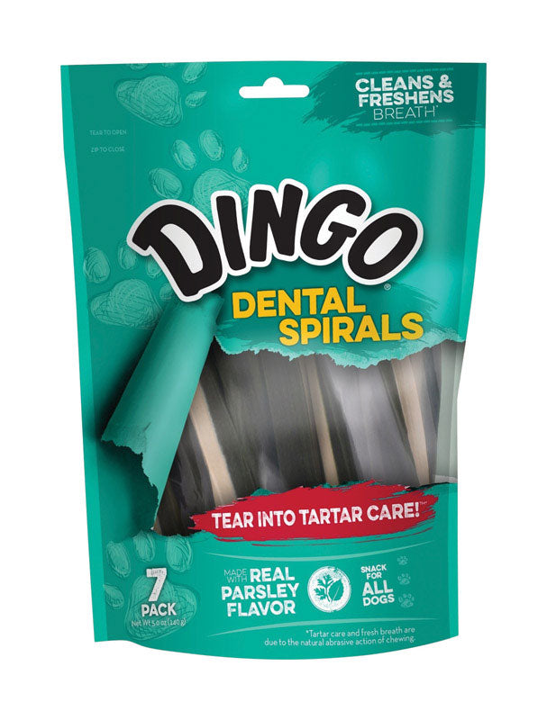 UNITED PET GROUP INC, Dingo Dental Spiral Treats Parsley and Peppermint Dental Stick For Dogs 5 in. 7 pk