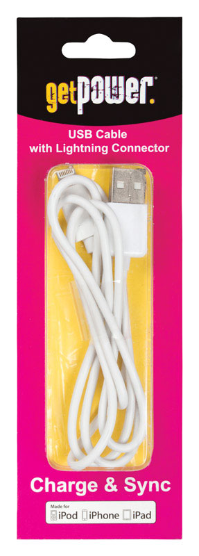 BOSS TECH PRODUCTS INC, GetPower 3 ft. L Lightning to USB Cables 1 pk