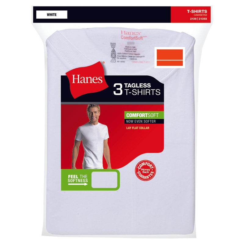 HANES BRANDS INC, Hanes  ComfortSoft  L  Short Sleeve  Men's  V-Neck  white  Tee Shirt