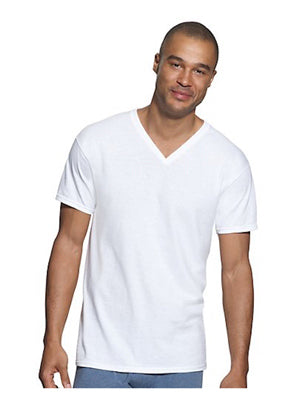 HANES BRANDS INC, Hanes  ComfortSoft  L  Short Sleeve  Men's  V-Neck  white  Tee Shirt