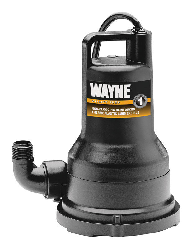 WAYNE WATER SYSTEMS, Keeney Thermoplastic Switchless Bottom AC Utility Pump 2600 GPH 1/2 HP 115V, 7.3 W in.