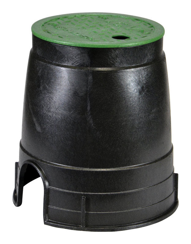 Nds, NDS Econo 8.5 in. W X 8.5 in. H Round Valve Box with Overlapping Cover Black/Green