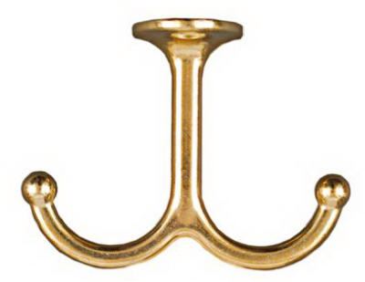 NATIONAL MFG SALES CO, National Hardware Brass Plated Zinc Undershelf Coat Hook 35 lb. cap. 2 pk