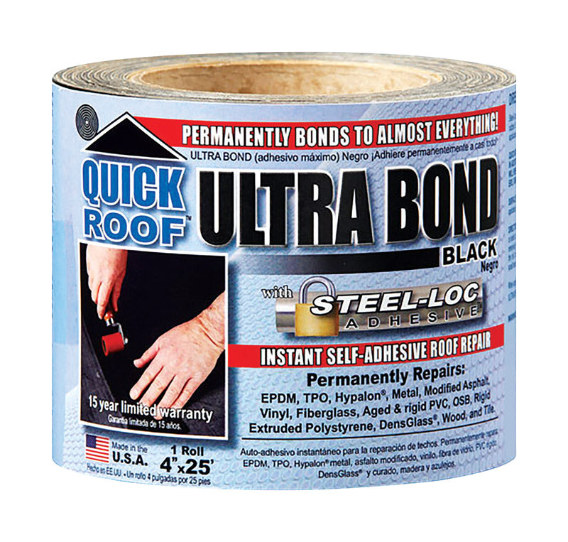 COFAIR PRODUCTS, Quick Roof Ultra Bond 4 in. W X 25 ft. L Tape Self-Adhesive Roof Repair Black