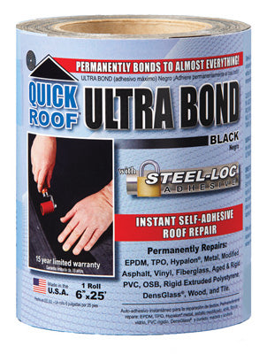 COFAIR PRODUCTS, Quick Roof Ultra Bond 6 in. W X 25 ft. L Tape Self-Adhesive Roof Repair Black