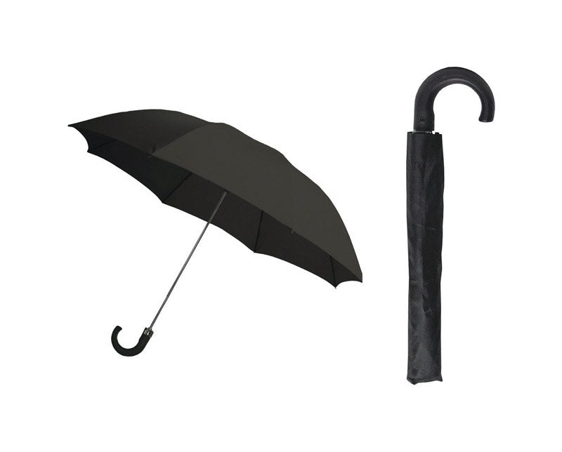 BIG TIME PRODUCTS LLC, Rainbrella Metal Frame Nylon Canopy Black Foldable Umbrella 42 D in.