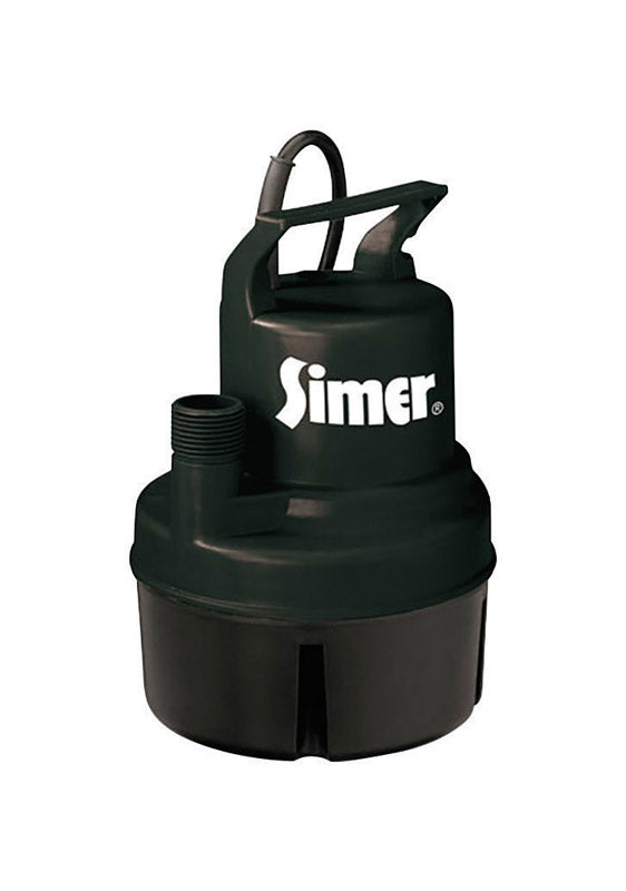 PENTAIR WATER-FAIRBANKS SIMER, Simer  1/6 hp 900 gph Thermoplastic  Electronic Switch  Bottom  AC  Utility Pump