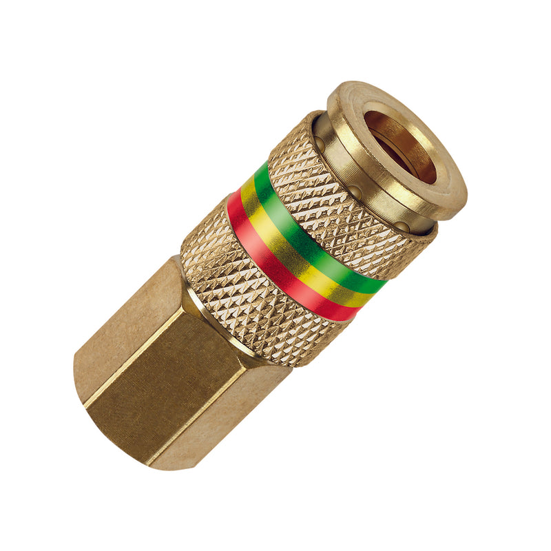 HIGHLINE WARREN LLC, Tru-Flate Brass U-Style Universal Coupler 1/4 in. Female 1 pc. (Pack of 10)