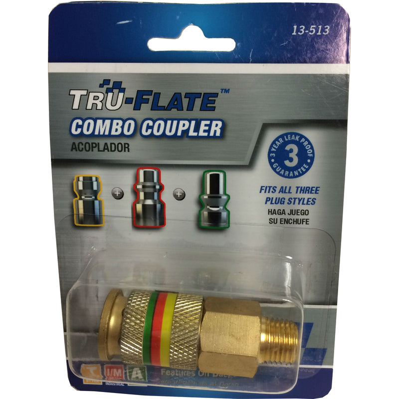 HIGHLINE WARREN LLC, Tru-Flate Combo Coupler Brass Universal Coupler 1/4 Male 1 pc