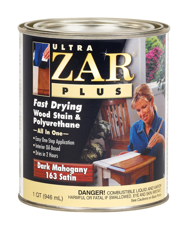 UNITED GILSONITE LABS, ULTRA ZAR  Plus  Satin  Dark Mahogany  Oil-Based  Fast-Drying Wood Stain and Polyurethane  1 qt. (Pack of 4)