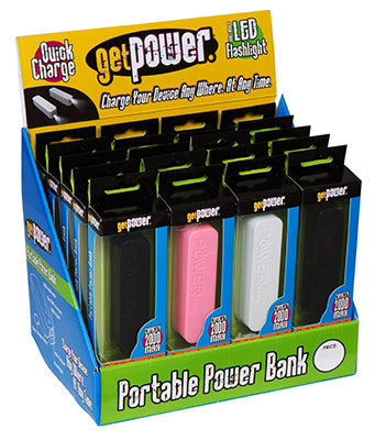 Aries Mfg, USB Battery Back Up, Pink, Black & White (Pack of 20)