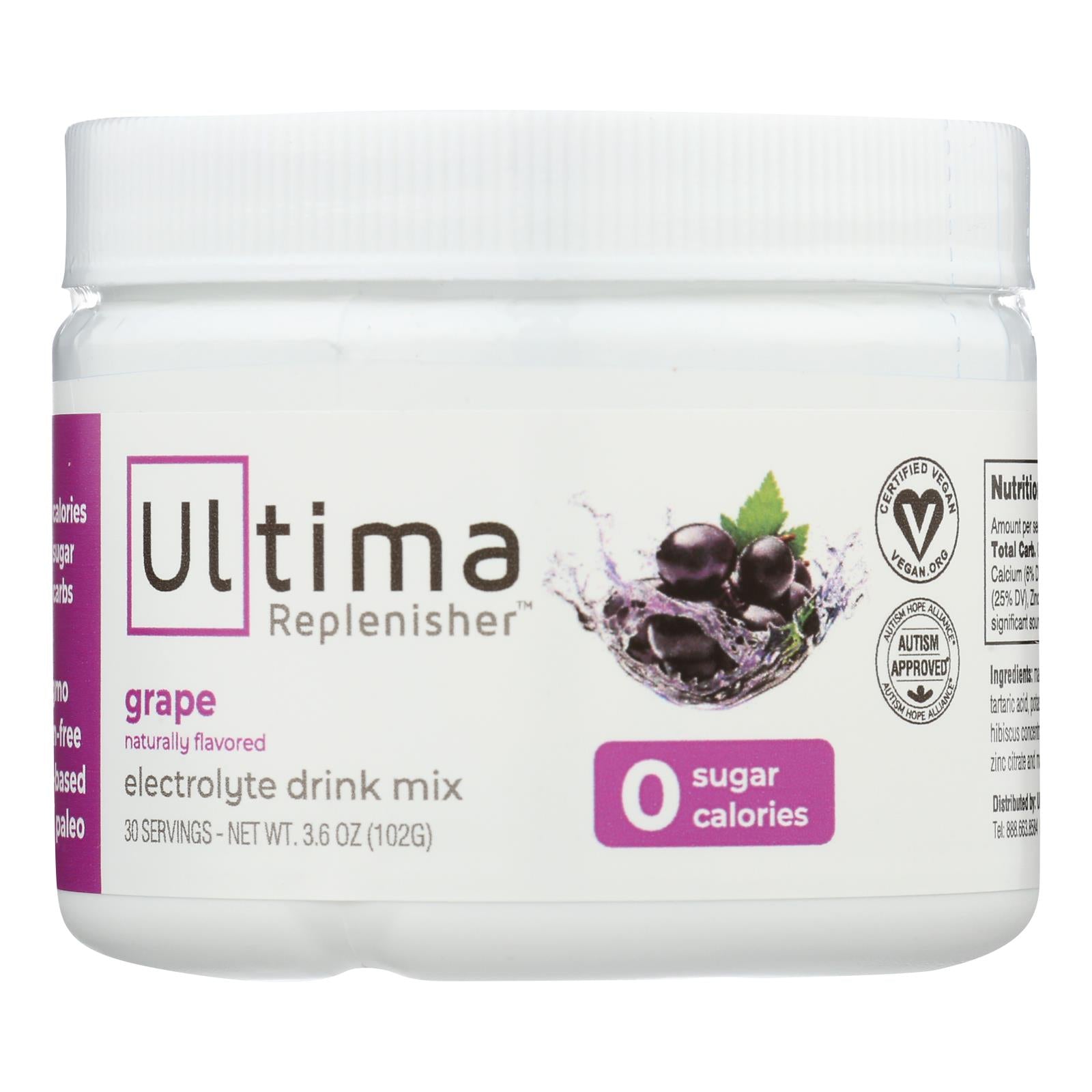 Ultima Replenisher, Ultima Replenisher Electrolyte Powder - Grape - Can - 3.6 oz