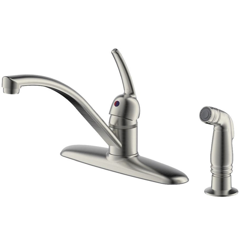 MARKIMEX INC, Ultra Faucets Classic One Handle Stainless Steel Kitchen Faucet Side Sprayer Included