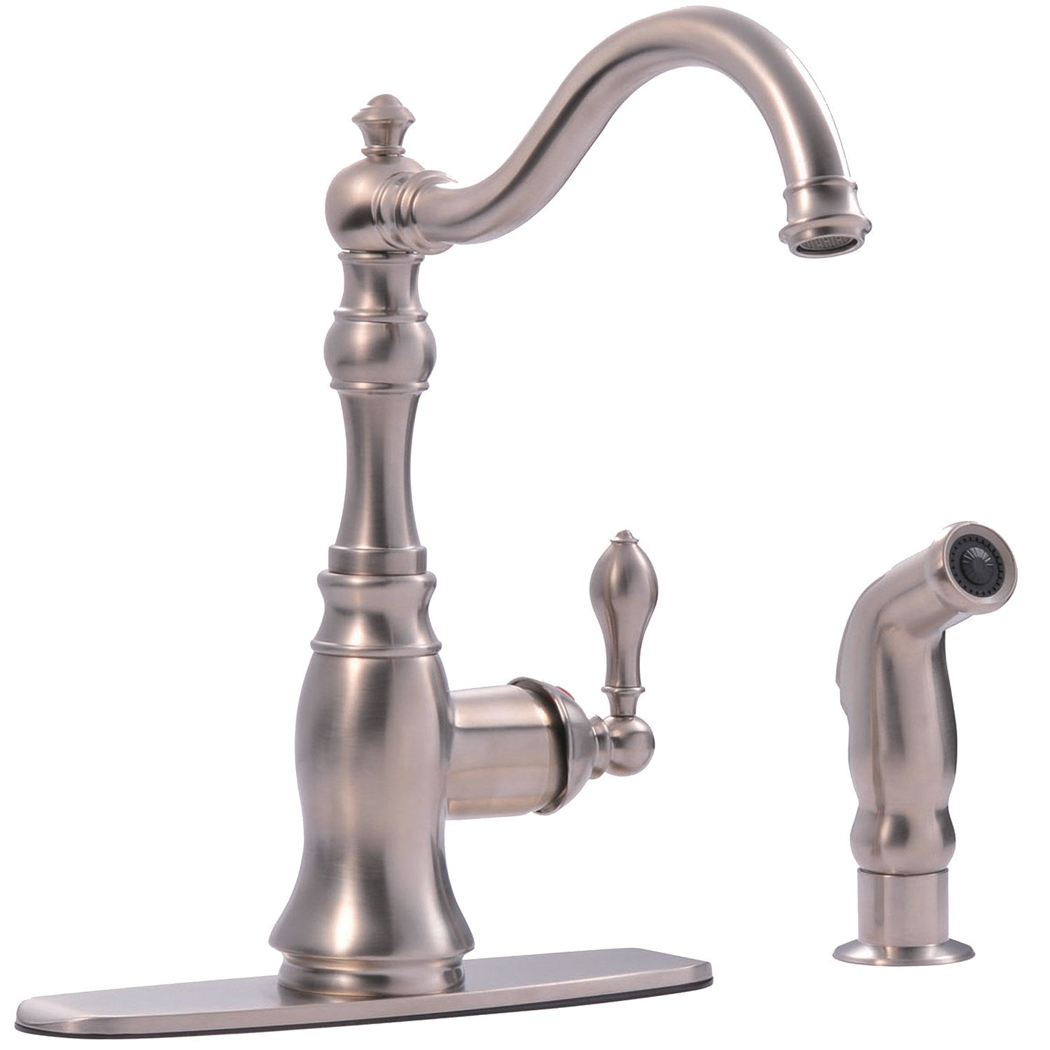 MARKIMEX INC, Ultra Faucets Signature Collection One Handle Stainless Steel Kitchen Faucet Side Sprayer Included