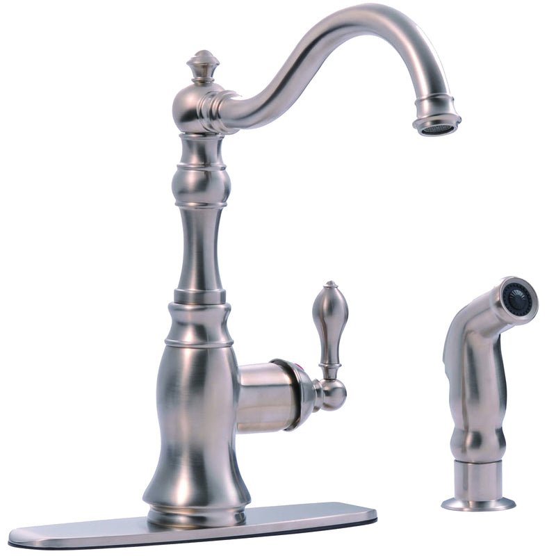 MARKIMEX INC, Ultra Faucets Signature Collection One Handle Stainless Steel Kitchen Faucet Side Sprayer Included