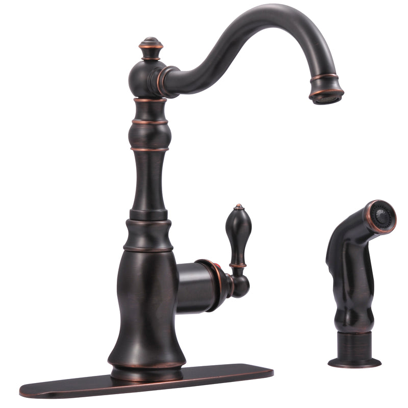 MARKIMEX INC, Ultra Faucets Stainless Steel Oil Rubbed Bronze 1.8 GPM 1-Handle Kitchen Faucet Side Sprayer