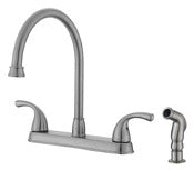 MARKIMEX INC, Ultra Faucets Two Handle Brushed Nickel Kitchen Faucet Side Sprayer Included