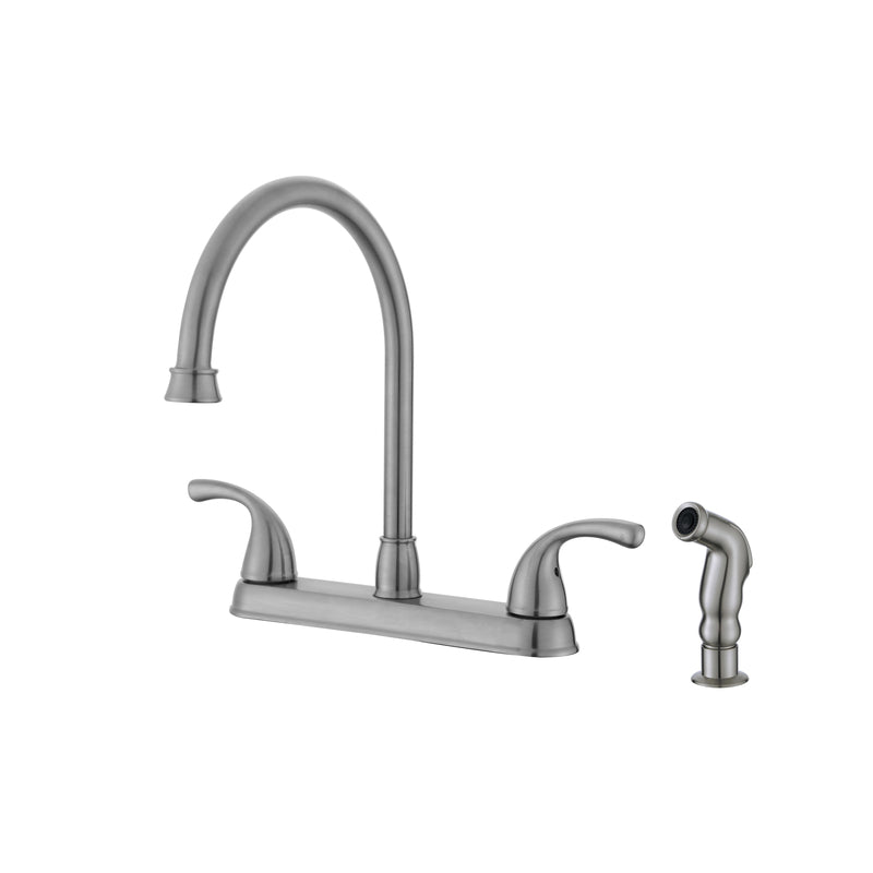 MARKIMEX INC, Ultra Faucets Two Handle Brushed Nickel Kitchen Faucet Side Sprayer Included