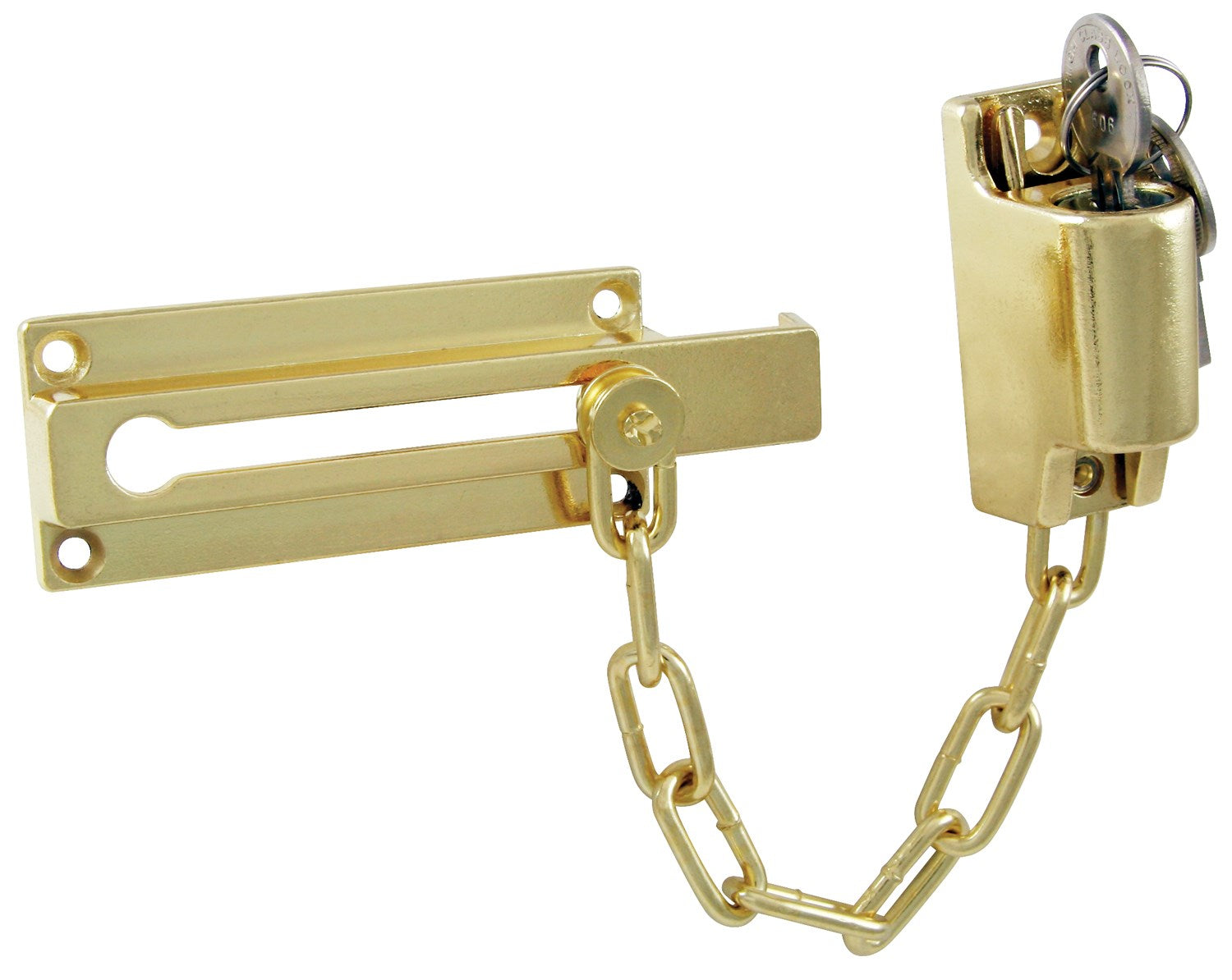 WORLD AND MAIN CRANBURY LLC, Ultra Hardware 2 in. H X 3 in. L Polished Brass Steel Chain Door Guard