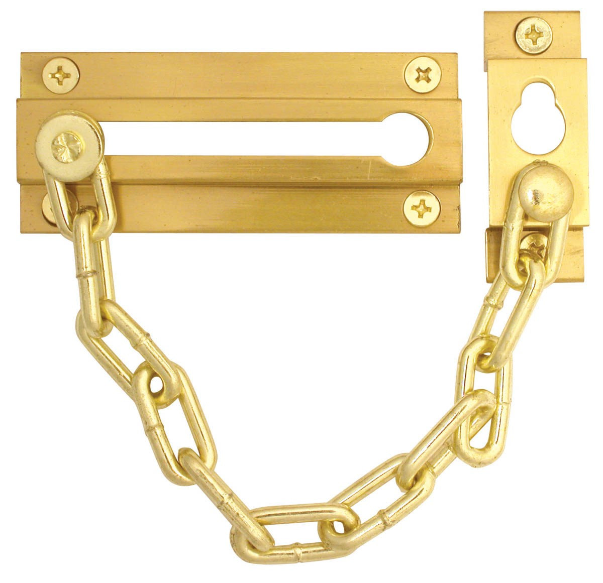 WORLD AND MAIN CRANBURY LLC, Ultra Hardware 3.75 in. H X 6.5 in. L Polished Brass Steel Chain Door Guard