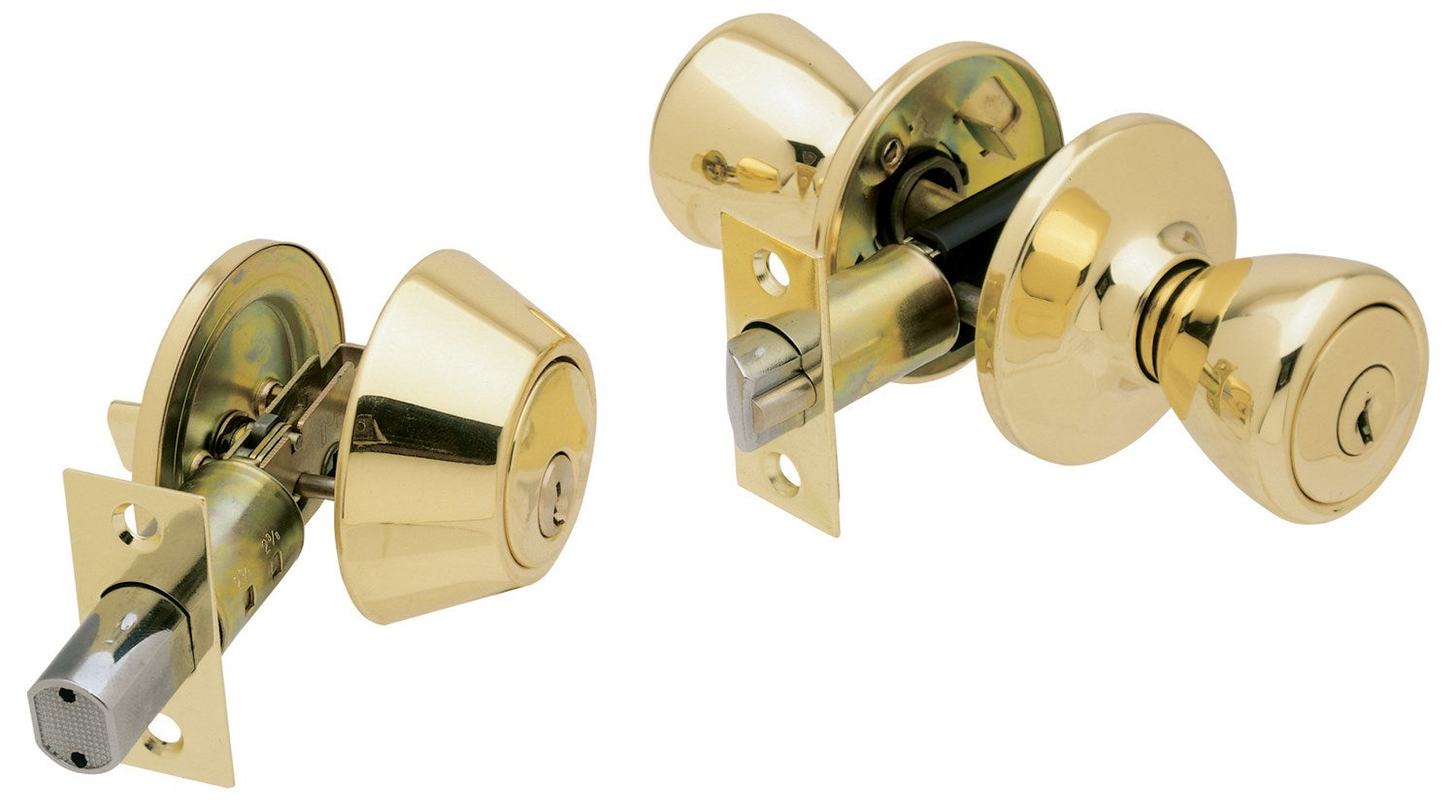 Ultra Hardware, Ultra Hardware 83963 Polished Brass Single Cylinder Deadbolt & Entry Lockset