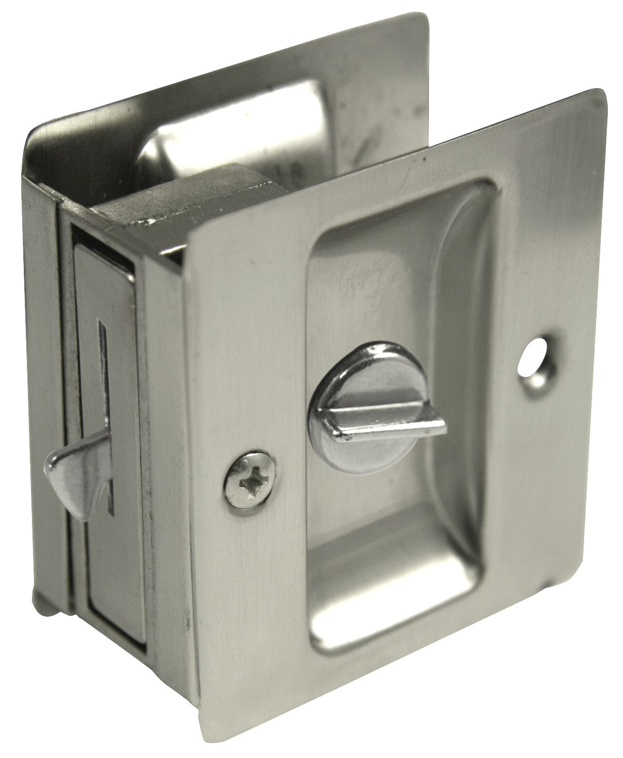 WORLD AND MAIN CRANBURY LLC, Ultra Hardware Satin Nickel Metal Pocket Door Privacy Lock 1 pc