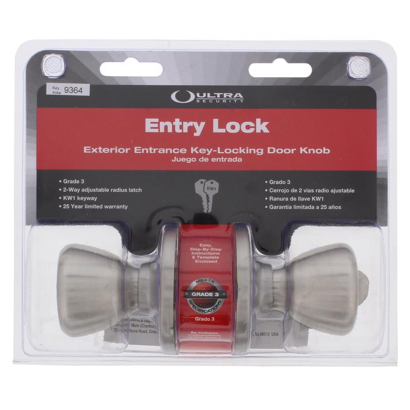 WORLD AND MAIN CRANBURY LLC, Ultra Hardware Stainless Steel Rekeyable Grade 3 KW1 Keyway Entry Knobs 1-3/4 in.