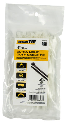 Ecm Industries Llc, Ultra Light Duty Cable Tie, 4-In., 100-Pk.