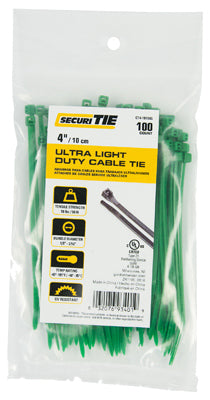 Ecm Industries Llc, Ultra Light Duty Cable Tie, Green, 4-In., 100-Pk.