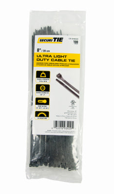 Ecm Industries Llc, Ultra Light Duty Cable Tie, UV Black, 8-In., 100-Pk.