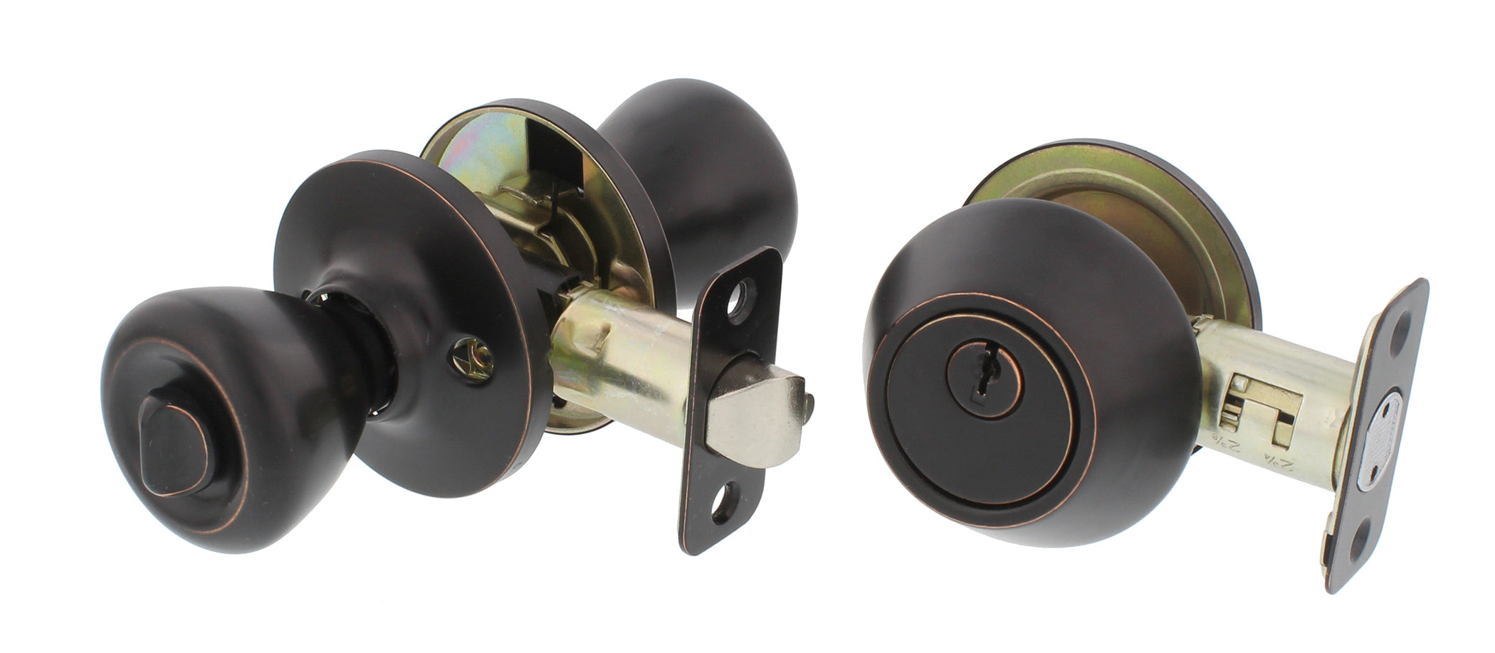 WORLD AND MAIN CRANBURY LLC, Ultra Security Aged Bronze Deadbolt and Entry Door Knob KW1 1-3/4 in.