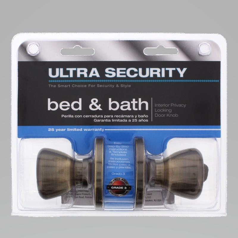 WORLD AND MAIN CRANBURY LLC, Ultra Security Antique Brass Bed and Bath Knob Right or Left Handed