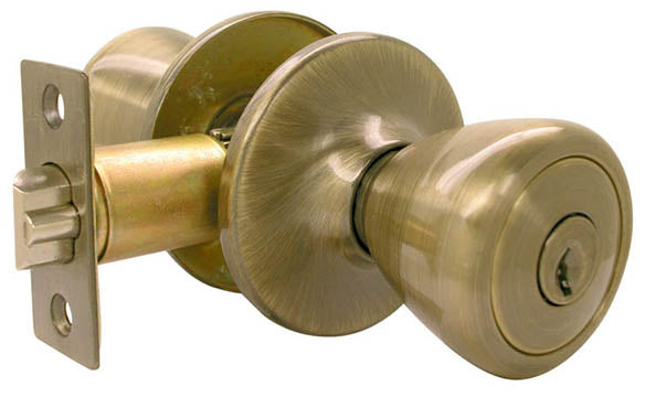 WORLD AND MAIN CRANBURY LLC, Ultra Security Antique Brass Entry Knobs KW1 1-3/4 in.