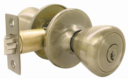 WORLD AND MAIN CRANBURY LLC, Ultra Security Antique Brass Entry Knobs KW1 1-3/4 in.