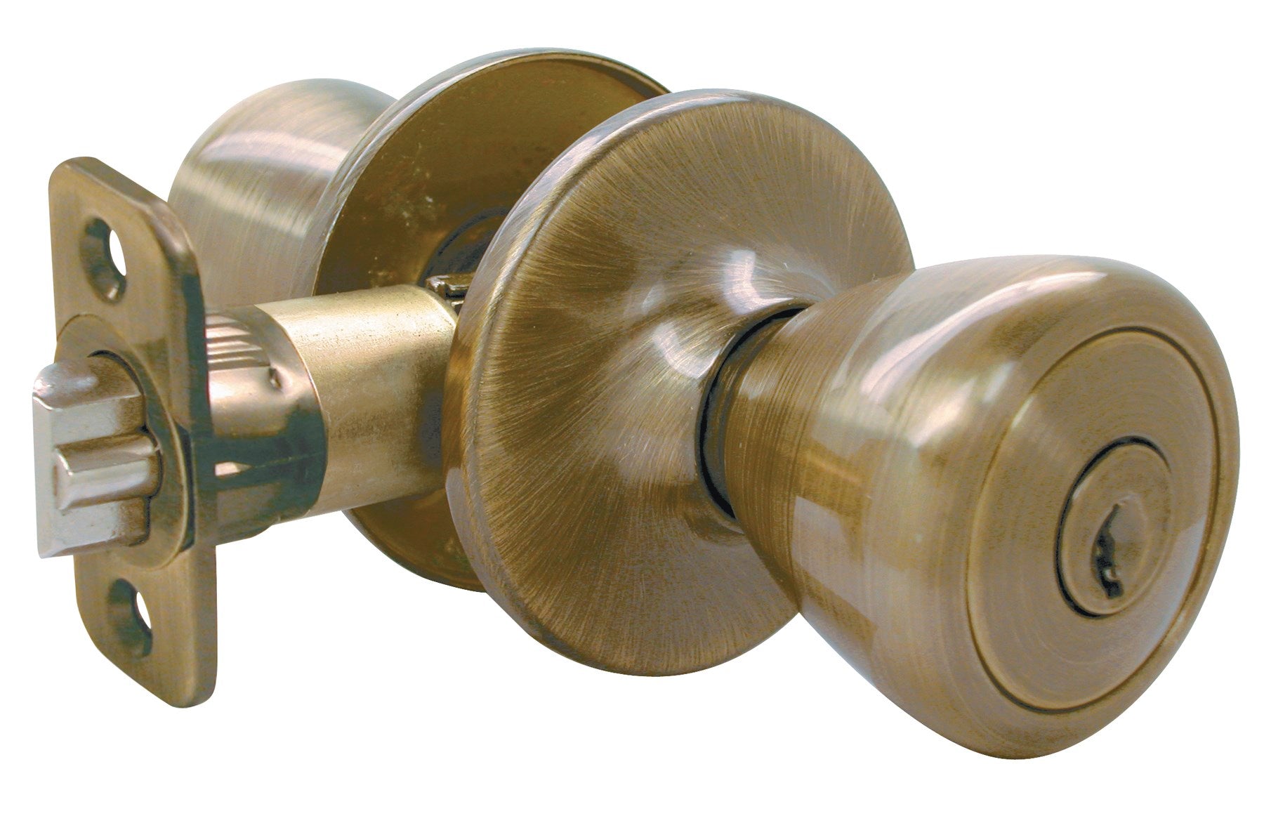 WORLD AND MAIN CRANBURY LLC, Ultra Security Antique Brass Entry Knobs KW1 1-3/4 in.