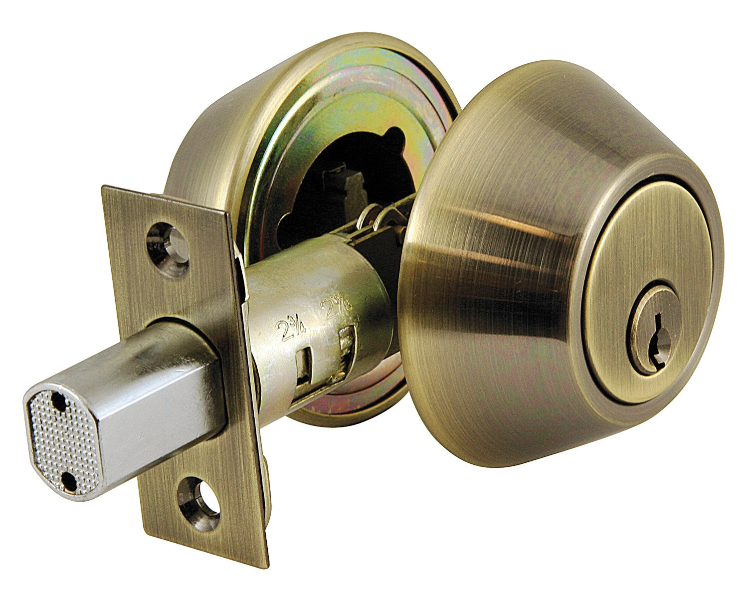 WORLD AND MAIN CRANBURY LLC, Ultra Security Antique Brass Metal Double Cylinder Deadbolt