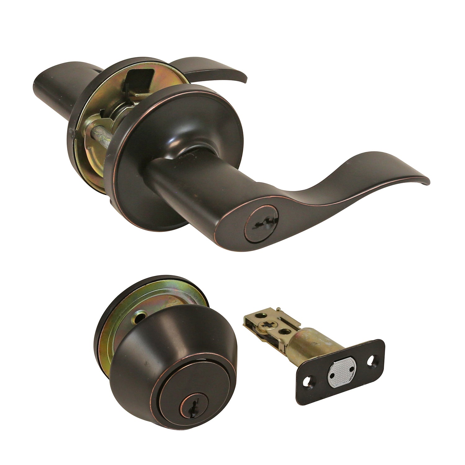 WORLD AND MAIN CRANBURY LLC, Ultra Security Oil Rubbed Bronze Deadbolt and Entry Door Knob KW1 1-3/4 in.