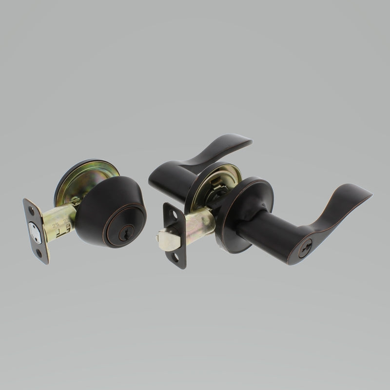 WORLD AND MAIN CRANBURY LLC, Ultra Security Oil Rubbed Bronze Deadbolt and Entry Door Knob KW1 1-3/4 in.