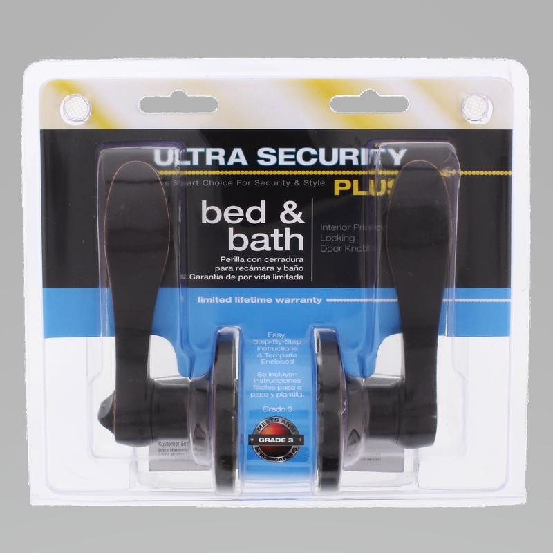 WORLD AND MAIN CRANBURY LLC, Ultra Security Plus Lexington Oil Rubbed Bronze Bed and Bath Lever Right or Left Handed