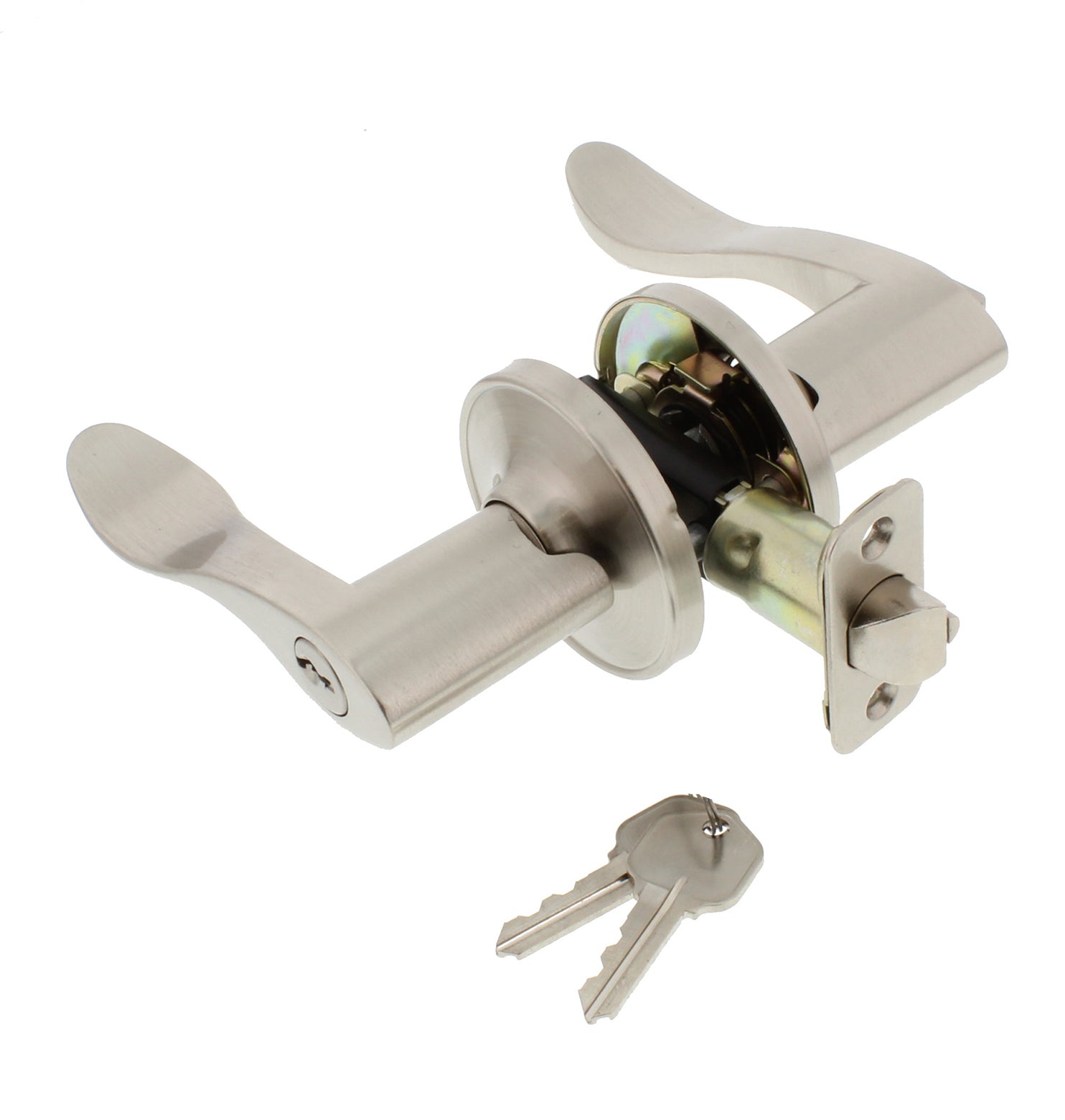 WORLD AND MAIN CRANBURY LLC, Ultra Security Plus Lexington Satin Nickel Entry Lever KW1 1-3/4 in.