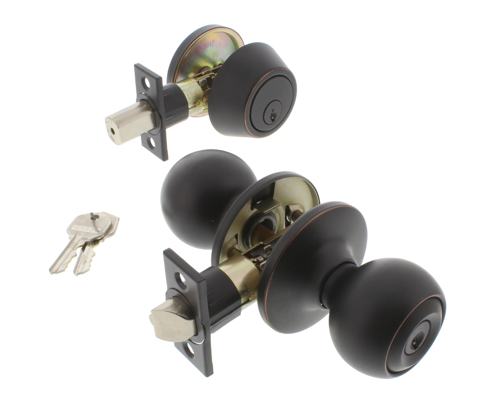 WORLD AND MAIN CRANBURY LLC, Ultra Security Plus Oil Rubbed Bronze Deadbolt and Entry Door Knob KW1 1-3/4 in.