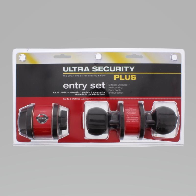 WORLD AND MAIN CRANBURY LLC, Ultra Security Plus Oil Rubbed Bronze Deadbolt and Entry Door Knob KW1 1-3/4 in.