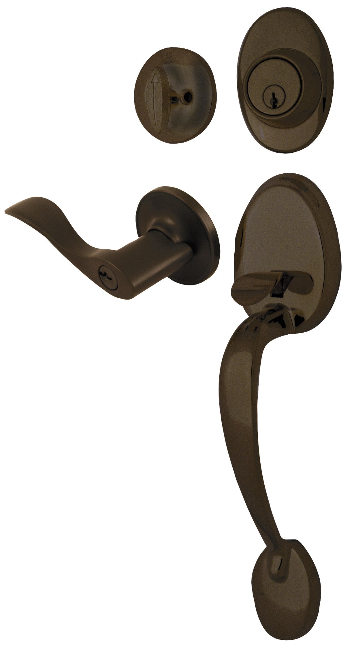 WORLD AND MAIN CRANBURY LLC, Ultra Security Plus Oil Rubbed Bronze Entry Handleset KW1 1-3/4 in.