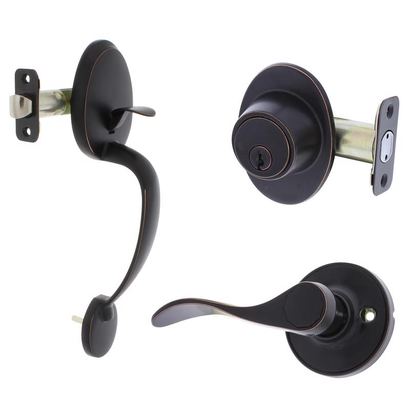 WORLD AND MAIN CRANBURY LLC, Ultra Security Plus Oil Rubbed Bronze Entry Handleset KW1 1-3/4 in.